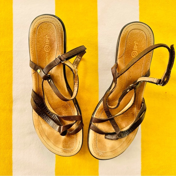 J-41 Adventure On brown leather strappy platform athletic sports sandals. EU 41. - Picture 3 of 16